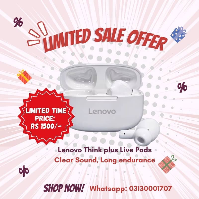 Lenovo Thinkplus Wireless Earphones (Brand New) 0