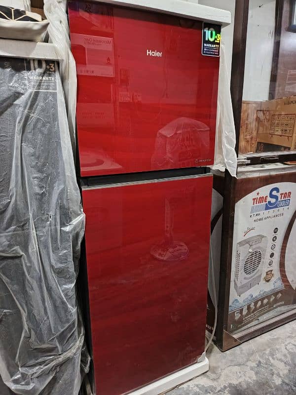 Haier Fridge 346EPR Glass Door Red Color 0