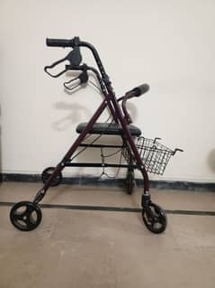 foldable walker with seats and brakes