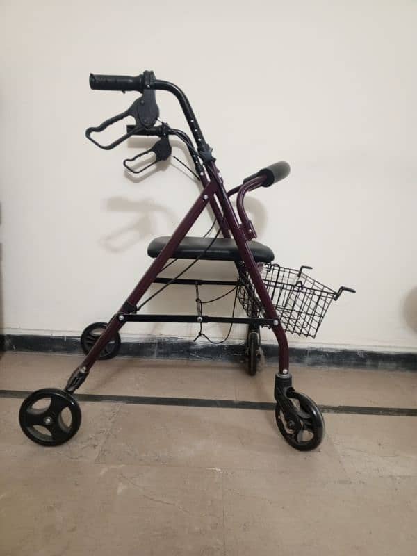 foldable walker with seats and brakes 0