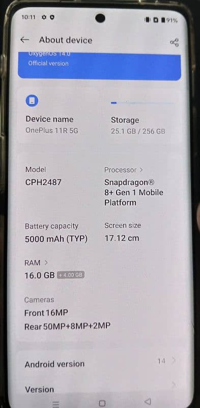 OnePlus 11R official -  16/256 variant - sim working 5