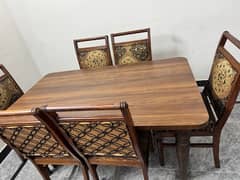 Wooden Dining Table with 6 Chairs