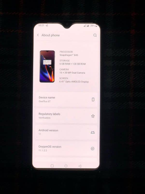 OnePlus 6T Global 6/128 Pta Approved 8