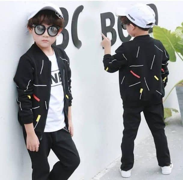 two piece fleece printed  zipper tracksuit  with cash on delivery 2