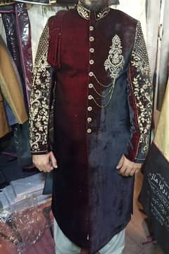 barat sherwani Double toon velvet with mafular