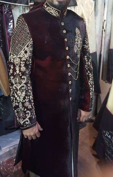 barat sherwani Double toon velvet with mafular 1