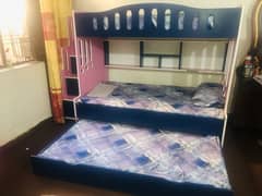 Triple Bunk Bed for Kids with 3 Mattresses and Covers –Great Condition