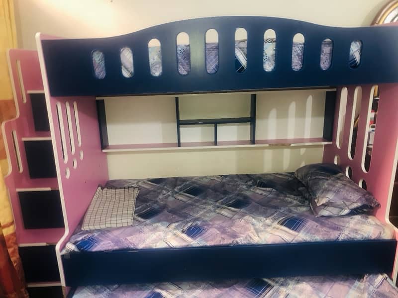 Triple Bunk Bed for Kids with 3 Mattresses and Covers –Great Condition 2