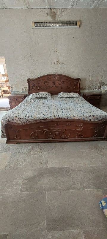 pure wood bed with side tables and mattress 6×6.5 0