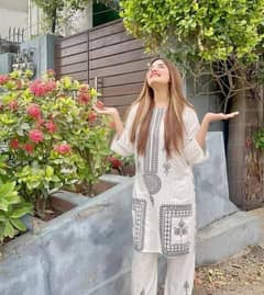 Beautiful dress for women ariban lawn block printed shirt and trouser