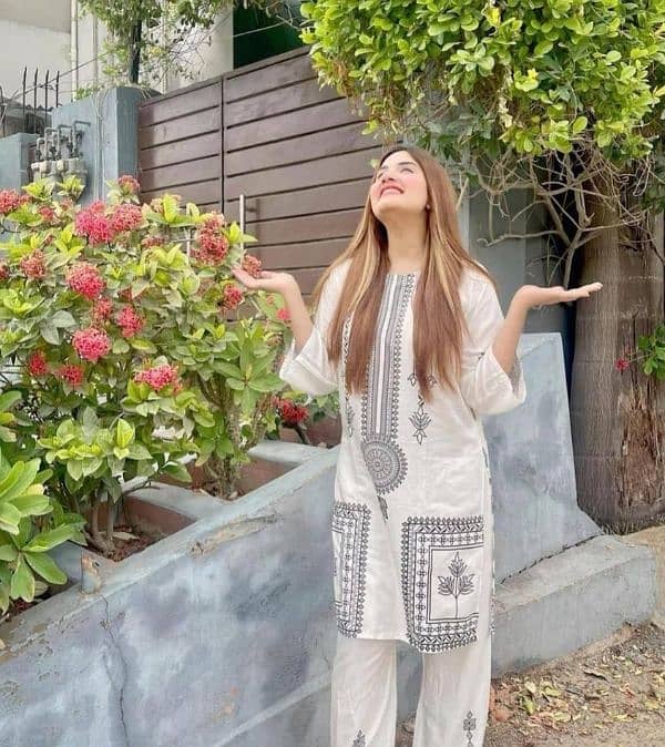 Beautiful dress for women ariban lawn block printed shirt and trouser 0