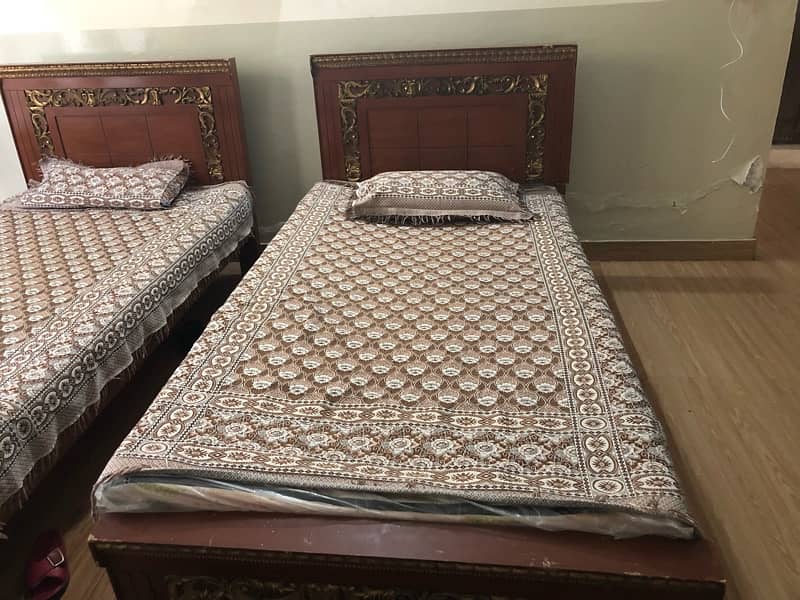 “Two Bed Set with Mattresses & Side Tables - Excellent Condition” 1