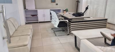 CEO office chair, table and guest chairs