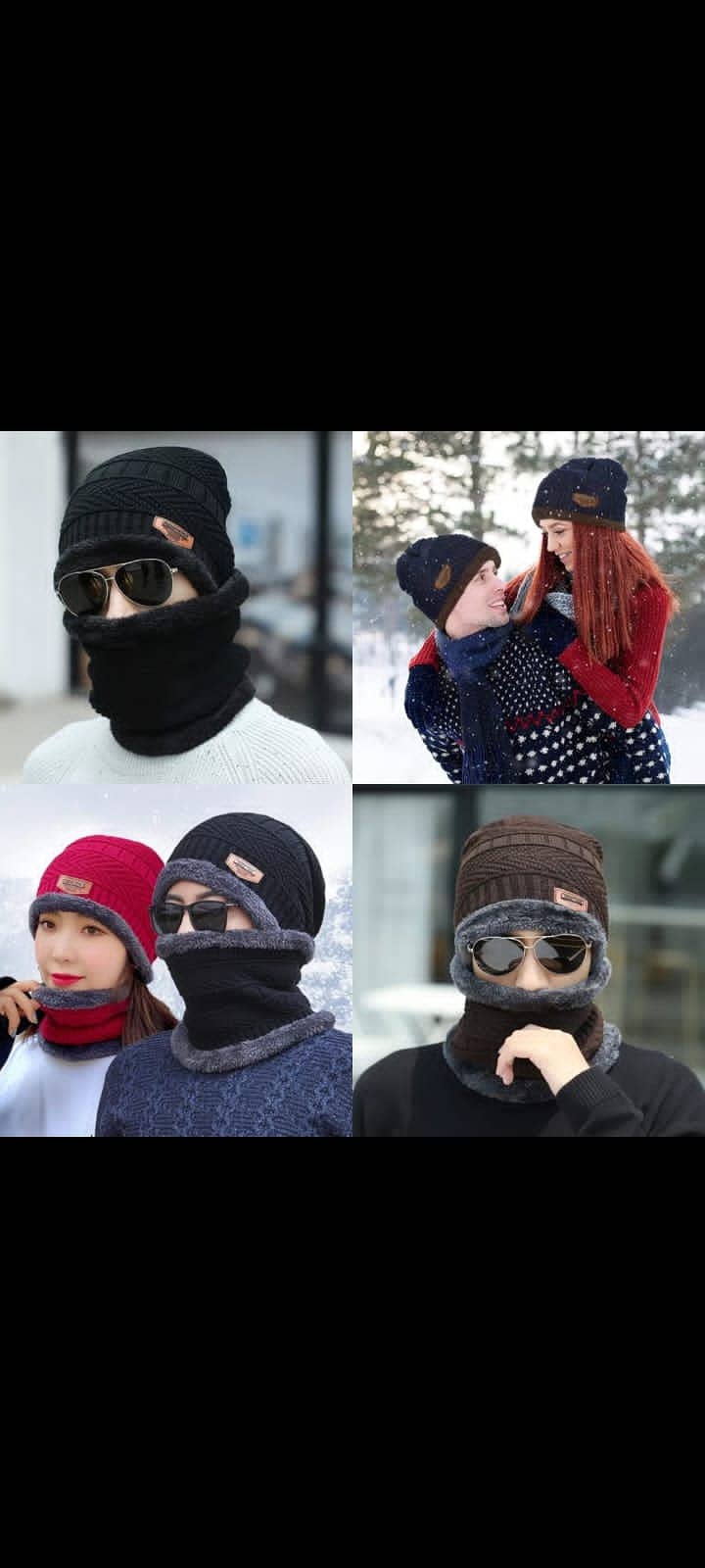 Unisex Winter Caps With Neck Warmer In Different Unique Colors 2