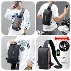 Multi-Functional Waterproof Shoulder Bag with USB Port and Password