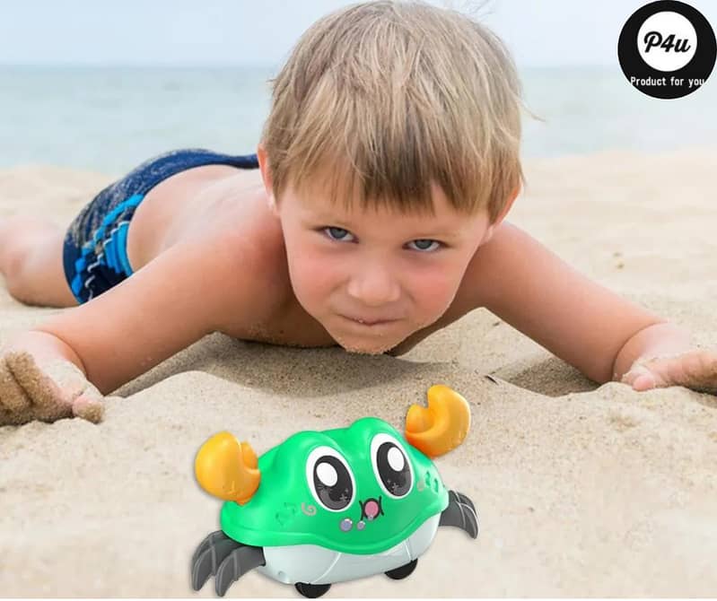 (سینسنگ کرالنگ کیکڑا کھلونا، بیبی کے لئے ٹمی ٹائم کھلونا) Crawling Toy 3