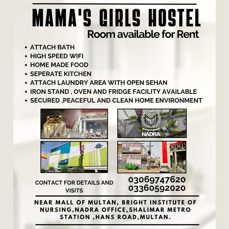 Mama's Girls Hostel in Multan, Near Shalimar Metro Station & Chaseup 0