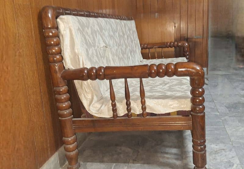 Excellent Condition 3 seater solid wood sofa with molly foam cushions 2