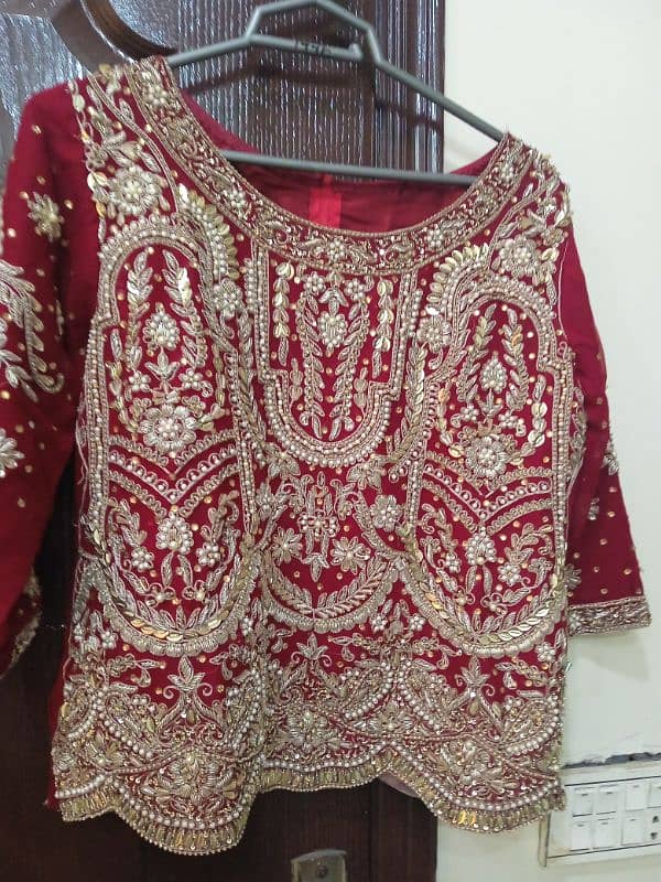 bridal lehnga/ pure chiffon /hand made /dabki nakshi kora work 3