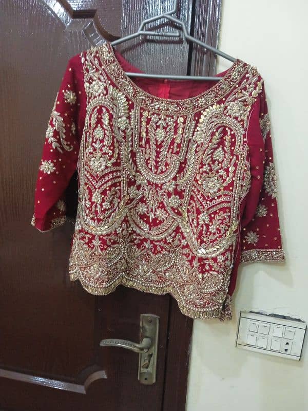 bridal lehnga/ pure chiffon /hand made /dabki nakshi kora work 4