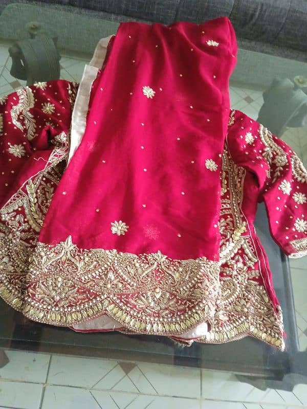 bridal lehnga/ pure chiffon /hand made /dabki nakshi kora work 6