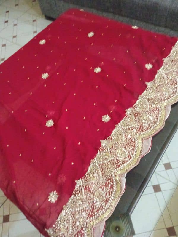 bridal lehnga/ pure chiffon /hand made /dabki nakshi kora work 7