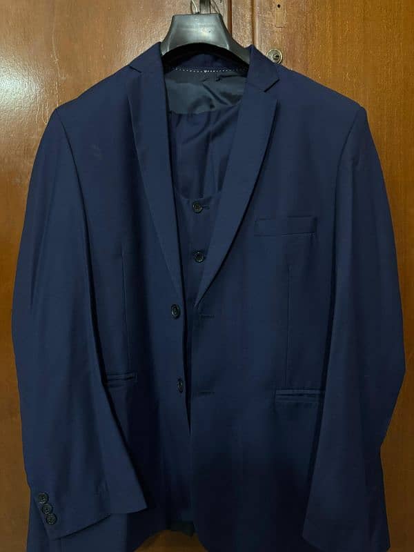 3 piece Royal Blue self stitched pant coat 1