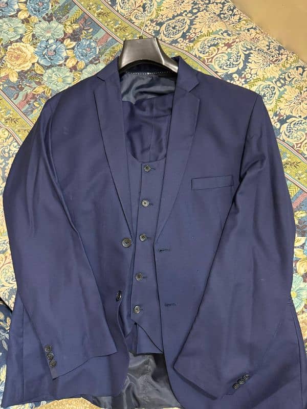 3 piece Royal Blue self stitched pant coat 2