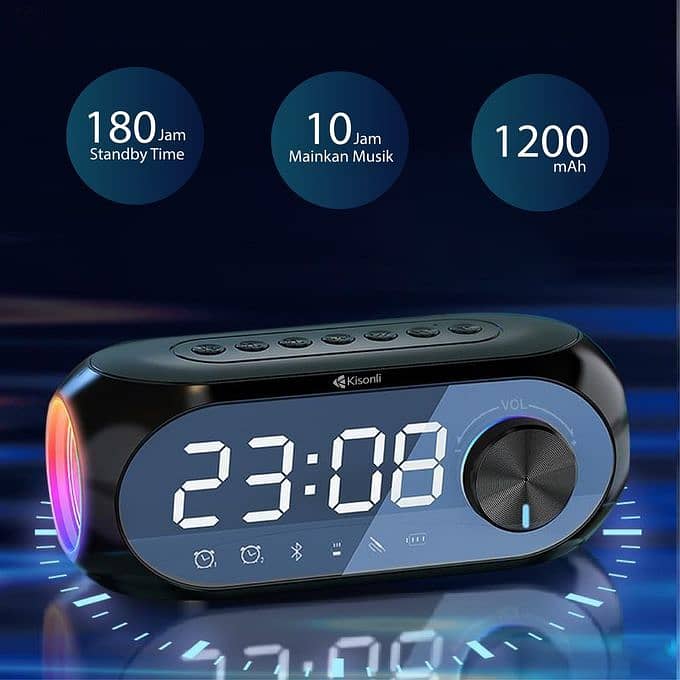 KISONLI LP-2S RGB SPEAKER ALARM CLOCK BLUETOOTH 5.0 TF-CARD FOR MOBILE 1