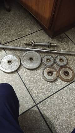 Dumbell plates and Rod