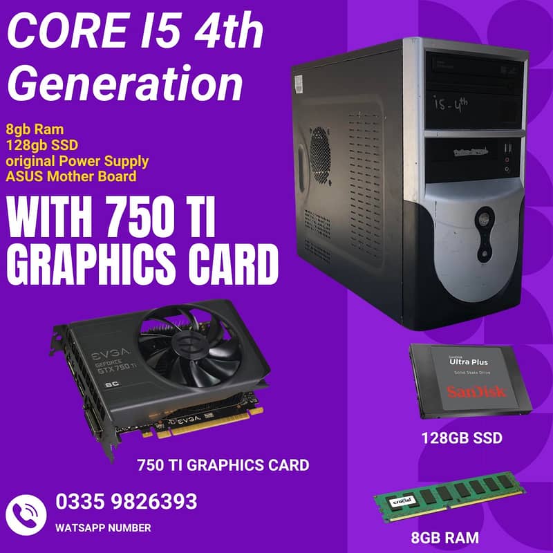 I5 4th generation with 750ti Graphics card (0335 9826393) 0