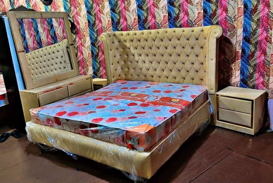 bed set / king size bed / double bed / poshish bed / bed / side table 1