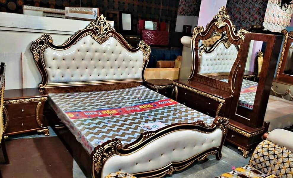 bed set / king size bed / double bed / poshish bed / bed / side table 5