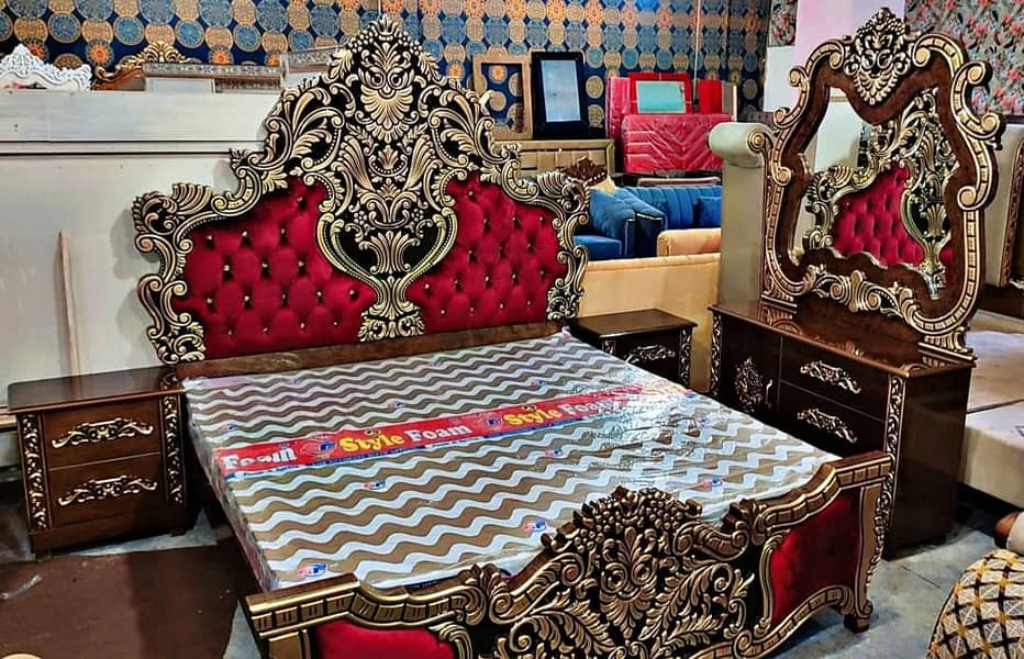 bed set / king size bed / double bed / poshish bed / bed / side table 8