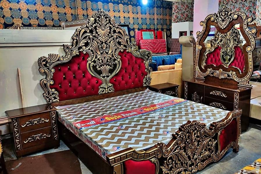 bed set / king size bed / double bed / poshish bed / bed / side table 10