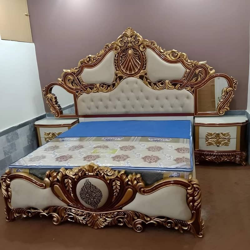 bed set / king size bed / double bed / poshish bed / bed / side table 11