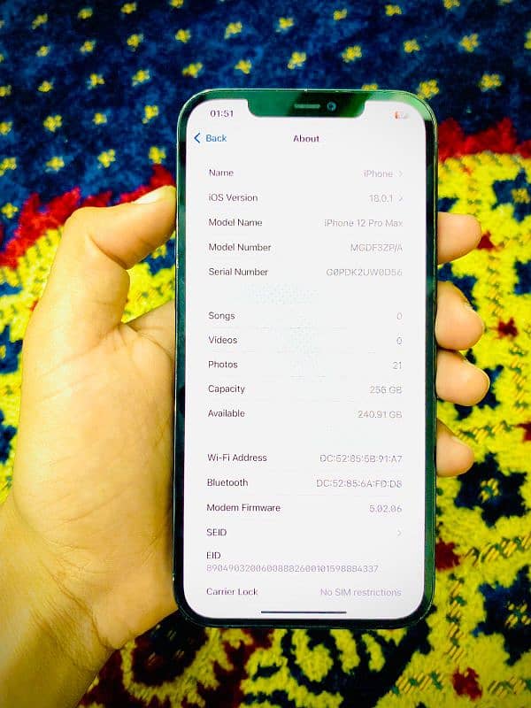 12 pro max unlock 256 GB 83 health all ok 3