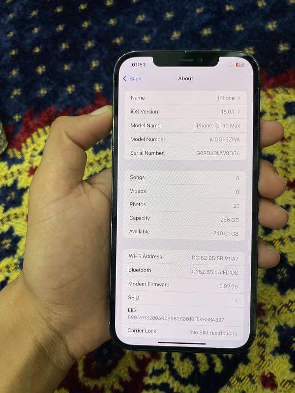 12 pro max unlock 256 GB 83 health all ok 4