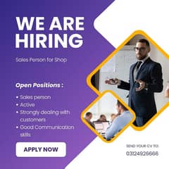 Sales person required for shop