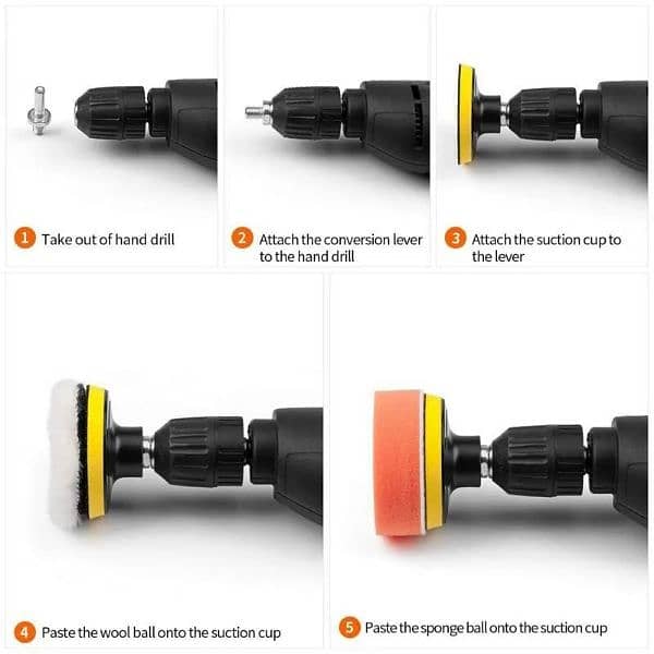 7Pcs 3" car Polishing Buffing Pad Kit Drill Adapter Car Polisher Buff 9