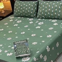 3Pcs Cotton Salonica printed Double Bedsheet