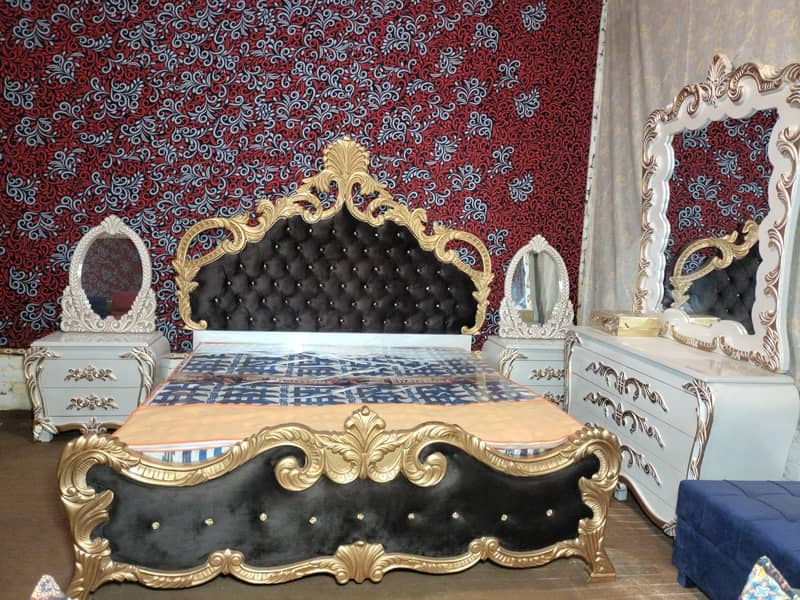 bed set / king size bed / double bed / poshish bed / bed / side table 10