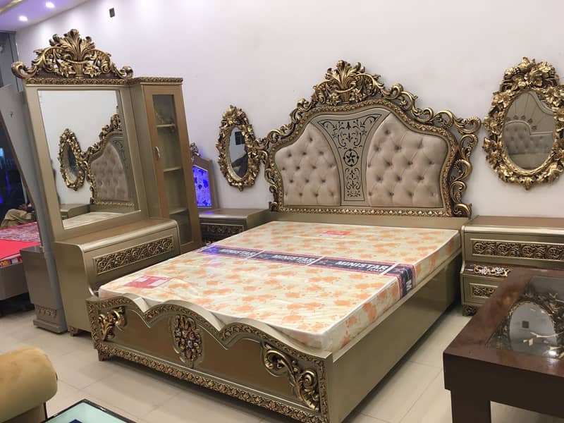 bed set / king size bed / double bed / poshish bed / bed / side table 12