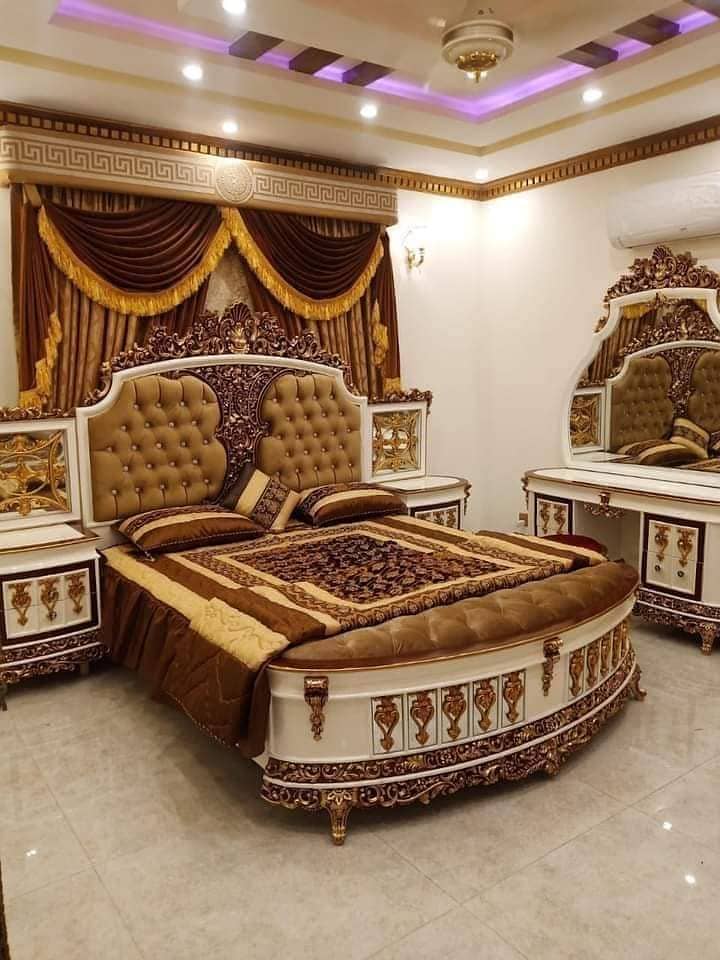 bed set / king size bed / double bed / poshish bed / bed / side table 13