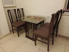 Rectangular table & 4 chairs + Baby high chair (Free)