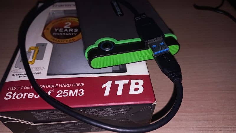 Transcend Store Jet 25M3 Gen 3.1  Portable Hard Drive 1 TB 1