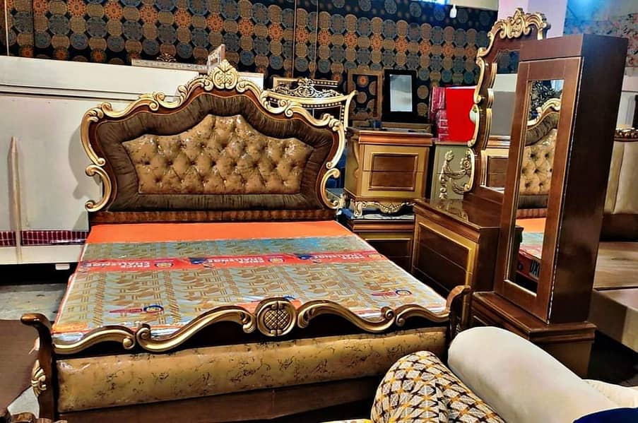 bed set / king size bed / double bed / poshish bed / bed / side table 16