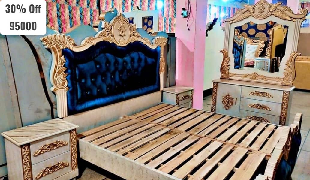 bed set / king size bed / double bed / poshish bed / bed / side table 2