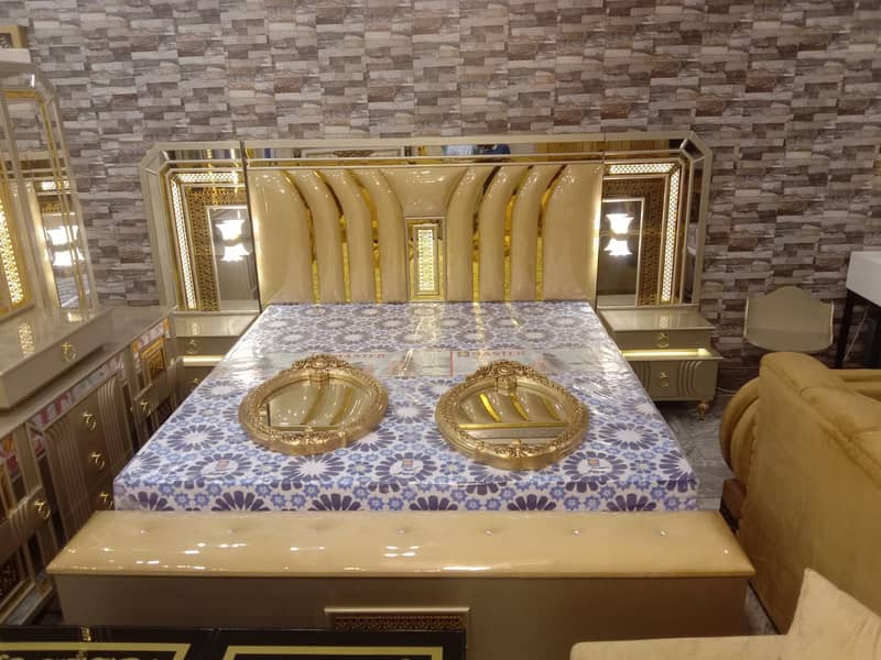 bed set / king size bed / double bed / poshish bed / bed / side table 7