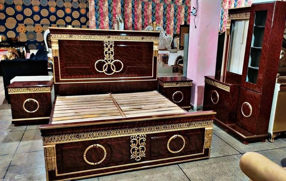 bed set / king size bed / double bed / poshish bed / bed / side table 17